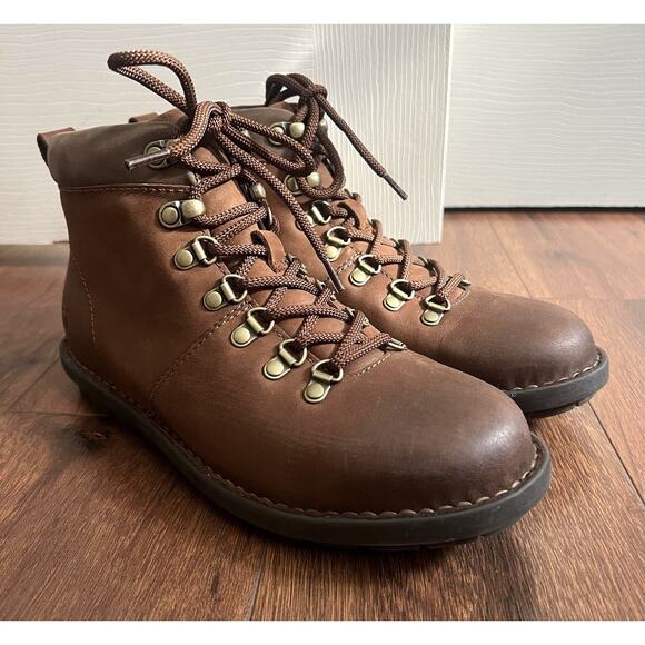 BORN Blaine Brown Leather Water-Resistant Lace-Up Hiking Walking Boots - Picture 2 of 12